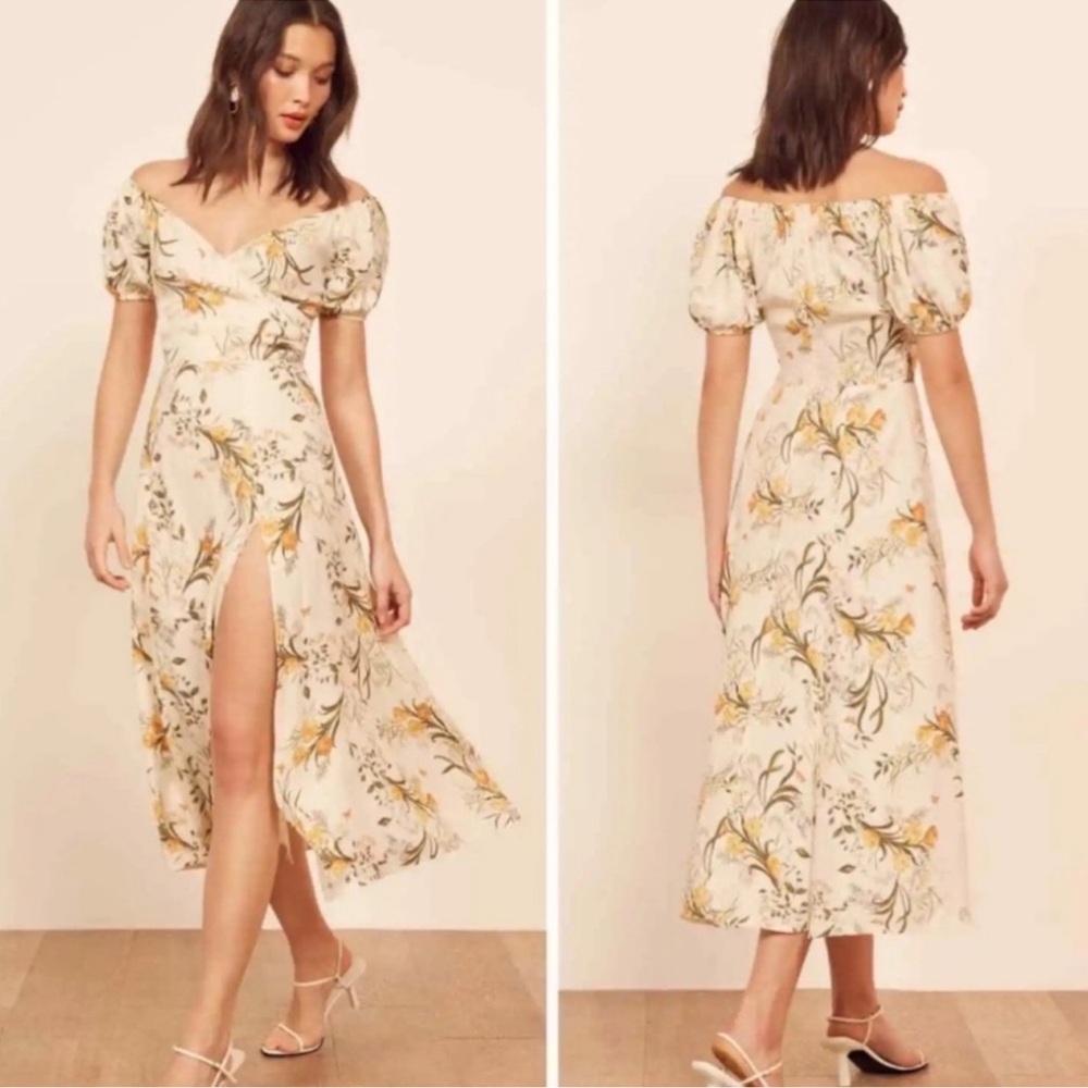 Reformation Pearl Dress in Aurora Floral Cream Ivory